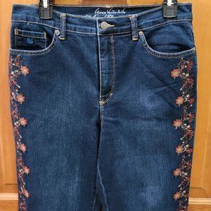 Gloria Vanderbilt Amanda All Around Slimming Effect Jeans, Flower Embroidered 10